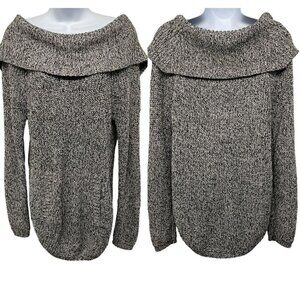 Marled Knit Off the Shoulder Oversized Snails Cinnamon Tunic Sweater Top